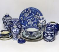 An 18th century Chinese export blue and white dish together with other various Chinese blue and