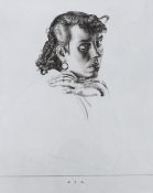 Robert Sargent Austin RA (1895-1973) etching, Study of a girl's head, dated 1936 and inscribed in