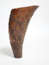 A Chinese carved horn cup 13cm