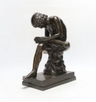 After the antique, Bronze figure of Spinario, boy with thorn, 30cm high