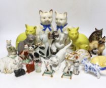 An assortment of various cat ornaments including a Bing and Grundahl example and one Wien example,