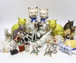 An assortment of various cat ornaments including a Bing and Grundahl example and one Wien example,