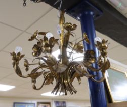 A gilt metal floral electrolier, 46cm