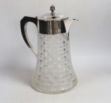 A large late Victorian silver mounted cut glass claret jug, by Mappin & Webb, Sheffield, 1896,