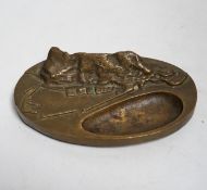 A cast bronze Admiralty desk-stand Gibraltar Harbour and Rock, 15.5cm