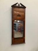 A Biedermier mahogany framed rectangular wall mirror, width 34cm, height 101cm