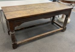 A 17th century style rectangular oak refectory table width 163cm, depth 66cm, height 77cm.