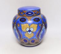 A Clews & Co. Ltd. Hand painted Chameleon ware jar and cover, 25cm high