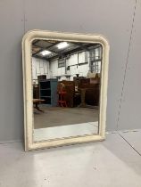 A 19th century French overmantel mirror, later painted, width 98cm, height 127cm