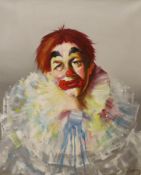 Haralid, oil on canvas, Portrait of a clown, signed, 54 x 46cm