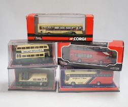 Thirty boxed 1:76 scale buses and coaches by Corgi OOC, Creative Master and Britbus, operators