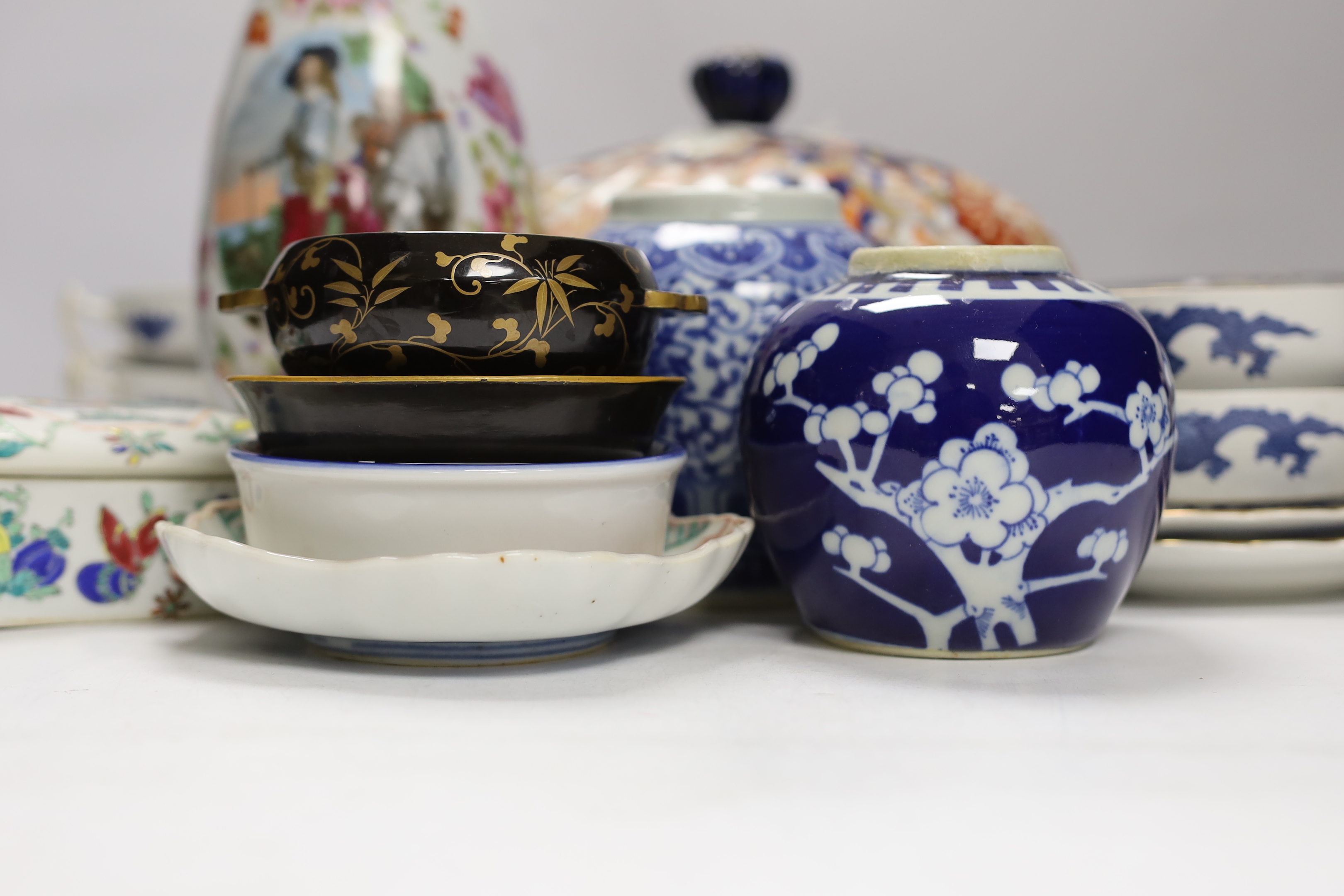 A 19th century Japanese Imari box and cover together with other Japanese, Chinese and European - Image 2 of 6