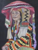 W R Earthrowl (Modern British) watercolour, Portrait of a Native American elder, signed and dated '