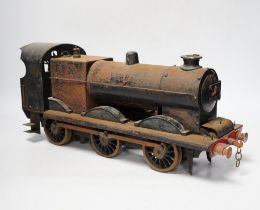 A paraffin/meths fired 2.5 inch live steam BR class 4F 0-6-0 tender locomotive, single inside