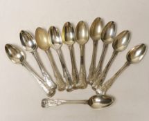 Eleven George IV silver Kings honeysuckle pattern teaspoons, William Chawner II, London, 1820, 12.