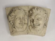 A pair of cast resin key stones, the underside reads COADE’S Lithodipyra LONDON, 25cm