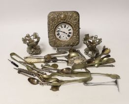 An Edwardian silver mounted travelling watch case, Birmingham, 1903, 11.4cm, and other items