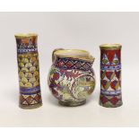 Three pieces of Alfredo Santarelli lustre maiolica, tallest 16cm