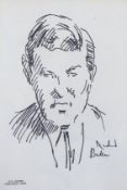 Cecil Beaton (1904-1980) pen and ink sketch, portrait of newsreader Richard Baker, inscribed,