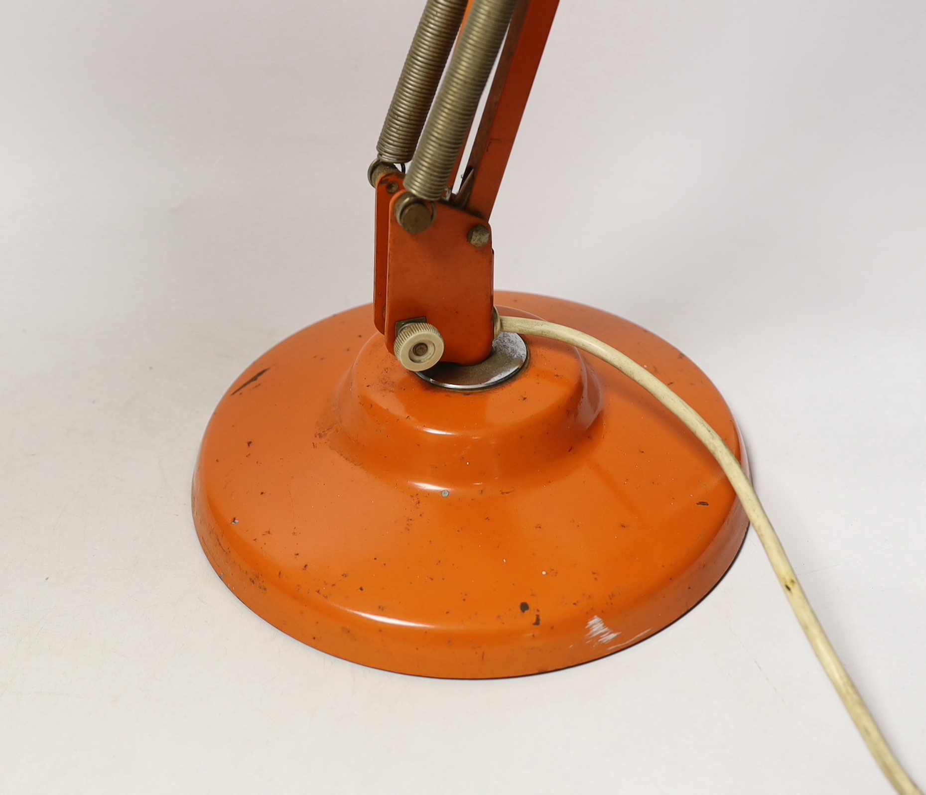 An orange Thousand and One Lamps Ltd angle poise lamp, approximately 76cm high - Image 2 of 4