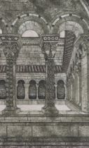 Valerie Thornton (1931–1991), etching and colour aquatint, 'Cloisters', signed in pencil, limited