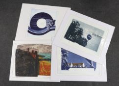 John Wright RE, ARCA (1927-2001) four colour prints, including ‘Blue Series’ and ‘Turn Left’, each