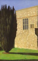 Peter Messer (b.1954) egg tempera on gesso panel, Glyndebourne, "Blackbird", signed, details