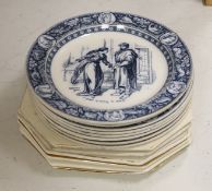 Six Wallis Gimson plates of 19th century politicians with eight Wedgwood Ivanhoe plates