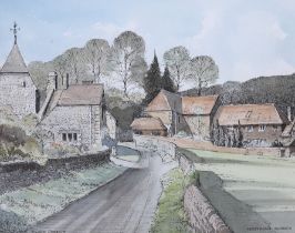 Peter Robbins (Contemporary), ink and watercolour, West Dean, Sussex, signed and inscribed