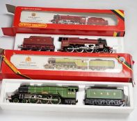 Five boxed Hornby Railways 00 gauge locomotives including; an LMS Black Five (R840), an LMS Class