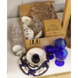 Mixed ceramic tableware, lead crystal decanter