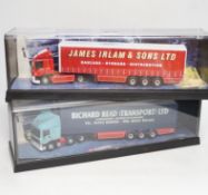 Four boxed Corgi and Universal Hobbies 1:50 scale articulated trucks; a Leyland DAF lorry (75401),