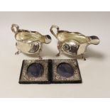 A pair of George V silver sauce boats, Atkin Brothers, Sheffield, 1927, 15.1oz, together with a