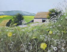 Paul Evans (b.1954) gouache, Meadow landscape, Dandelions, signed, 43 x 55cm