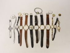 A collection of lady's and gentleman's assorted wrist watches, including Ceres and gold plated