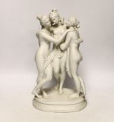 After Canova , a bisque figure group of The Three Graces, 30cm