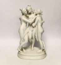 After Canova , a bisque figure group of The Three Graces, 30cm