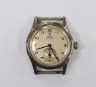 A gentleman's stainless steel Tudor Oyster manual wind wrist watch, no strap.