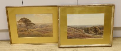 Henry Birtles (1838-1907), pair of watercolours, Deer and sheep at dusk, each signed and dated 1904,