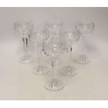 Six cut glass drinking glasses, 18cm high