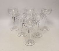 Six cut glass drinking glasses, 18cm high