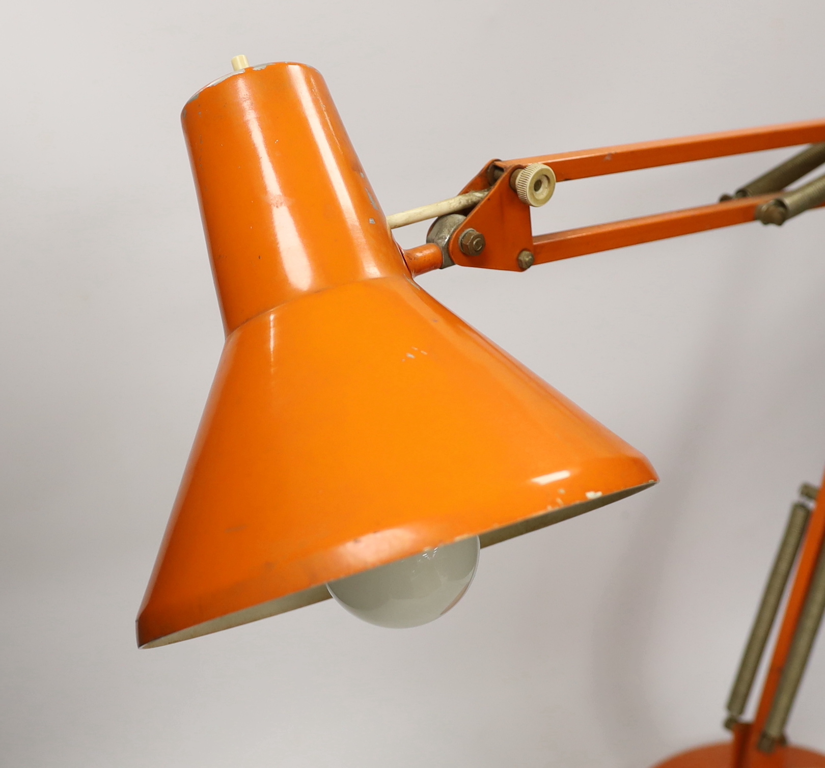 An orange Thousand and One Lamps Ltd angle poise lamp, approximately 76cm high - Image 3 of 4