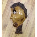 An abstract mask wood carving, 59cm high
