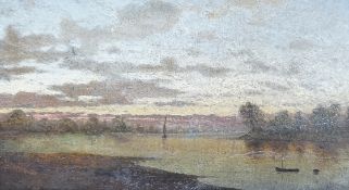Early 20th century English School, oil on board, River landscape, unsigned, 11 x 20cm