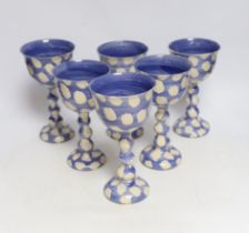 Genevieve Neilson, six pottery goblets, tallest 20.5cm