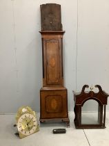An early 19th century inlaid oak eight day longcase clock, marked Edward Heys, Brindle, in need of