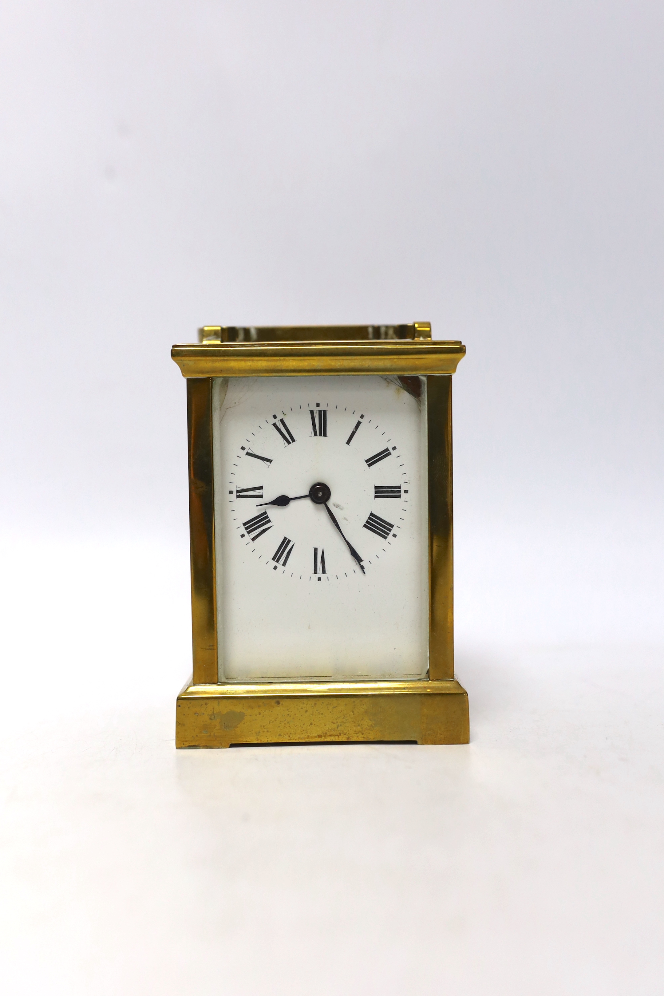 A cased brass carriage timepiece, 14cm high - Image 2 of 6