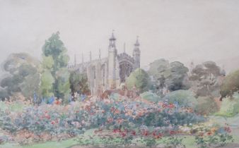 Nora Davison, (fl.1881-1905), watercolour, Eton College, signed, 24 x 36cm