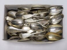 A harlequin canteen of 19th century silver fiddle pattern flatware, comprising ninety three items,
