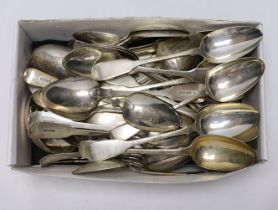 A harlequin canteen of 19th century silver fiddle pattern flatware, comprising ninety three items,